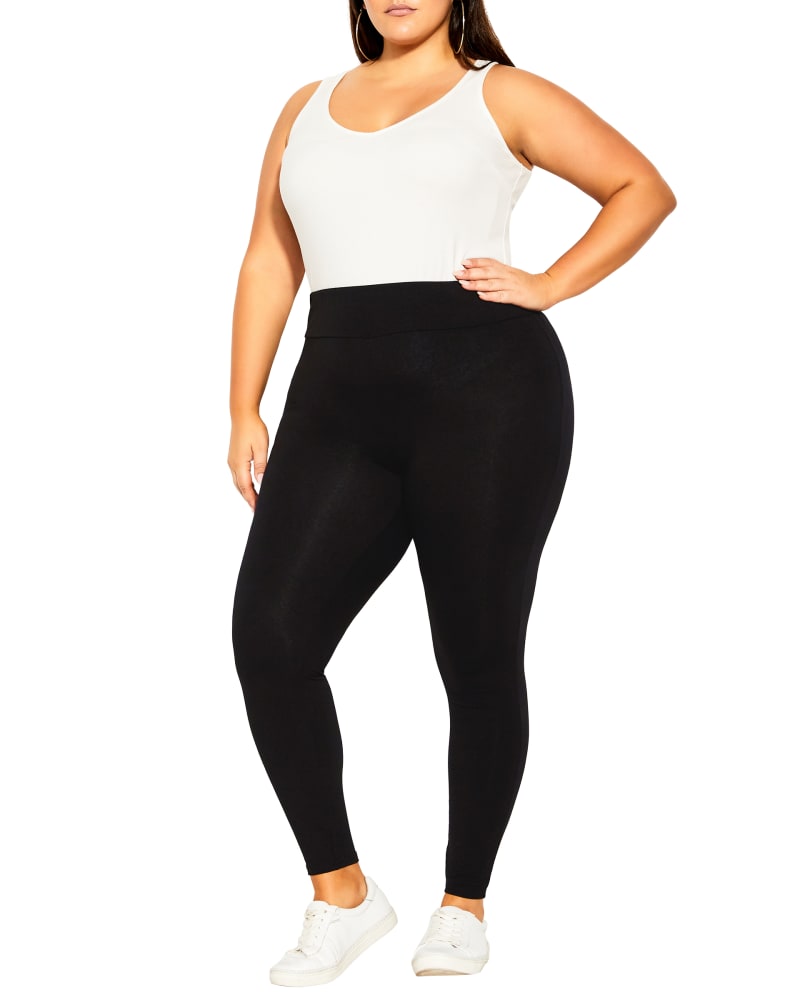 Front of a model wearing a size XS Jessie Full Length Legging in Black by CCX. | dia_product_style_image_id:228646